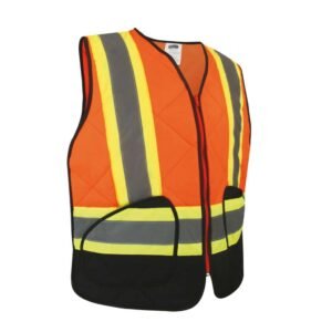 QUILTED NYLON FREEZER VEST WITH REFLECTIVE STRIPES