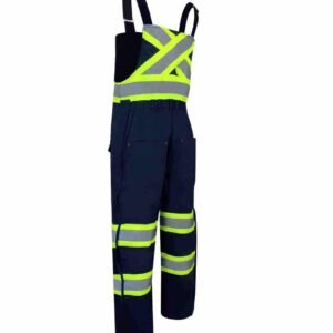 DUCK COTTON INSULATED BIB PANTS WITH ZIPPER ON THE LEGS AND REFLECTIVE STRIPES